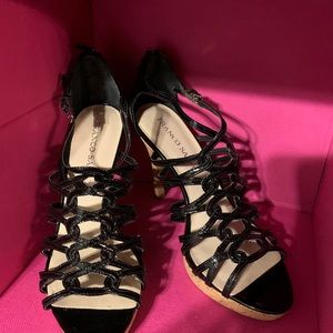 Franco Sarto Black Leather Viper 3 inch heels